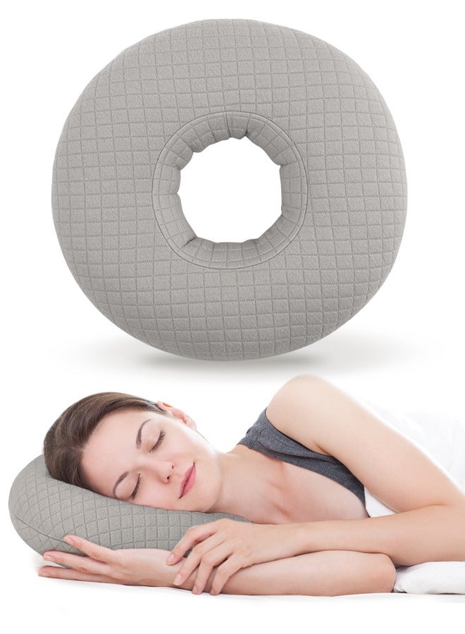 Ear Piercing Pillows for Side Sleeper with Ear Hole CNH Piercing Pillows Support Head Ear Pain Relief Ear Pressure Sore Side Sleeping Ear Guard, Grey  - Image 1