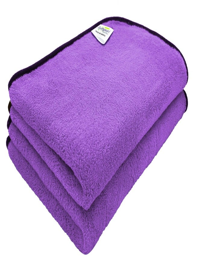 SOFTSPUN Microfiber Baby Hand & Face Towel 2 Pcs 280 GSM 40X60 Purple | Super Soft & Silky for Hand, Face, Body - Hypoallergenic Sensitive Skin Wipes & Washcloths - Image 1