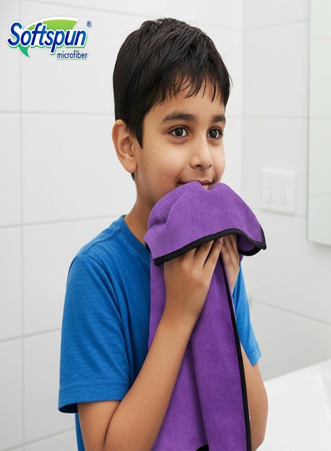 SOFTSPUN Microfiber Baby Hand & Face Towel 2 Pcs 280 GSM 40X60 Purple | Super Soft & Silky for Hand, Face, Body - Hypoallergenic Sensitive Skin Wipes & Washcloths - Image 5