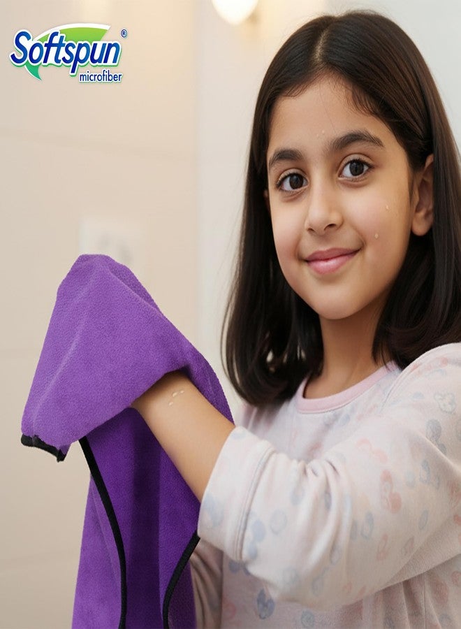 SOFTSPUN Microfiber Baby Hand & Face Towel 2 Pcs 280 GSM 40X60 Purple | Super Soft & Silky for Hand, Face, Body - Hypoallergenic Sensitive Skin Wipes & Washcloths - Image 4