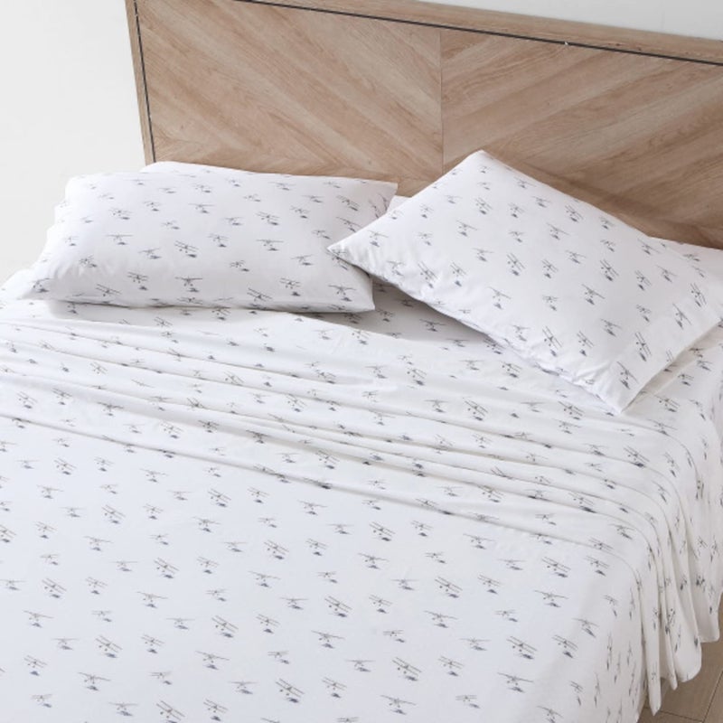 Eddie Bauer - King Sheets, Cotton Percale Bedding Set, Crisp & Cool Luxurious Bedding Set (Sea Planes Blue, King) - Image 2