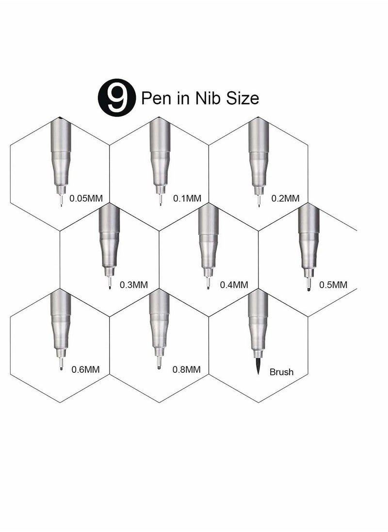 أقلام Fineliner، عبوة مريحة من 9 أقلام رسم Fineliner ذات صبغة سوداء، أحجام مختلفة من الأقلام مع خاصية منع النزيف للرسم التخطيطي ورسم المستندات المكتبية والقصص المصورة والمانجا وكتابة القصاصات - pzsku/Z2B89517FE41FEA48CA60Z/45/_/1659601249/3cb37214-0c75-4dcd-ade5-f11881b439e3