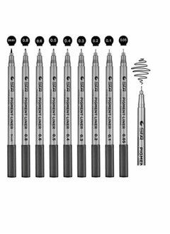 KASTWAVE Fineliner Pens, Cozy 9 Pack Black Pigment Liner Micro Liner Fineliner Drawing Pens, Different Nib Sizes with Anti-Bleed for Sketching Drafting Office Documents Comic Manga Scrapbooking  - Image 1