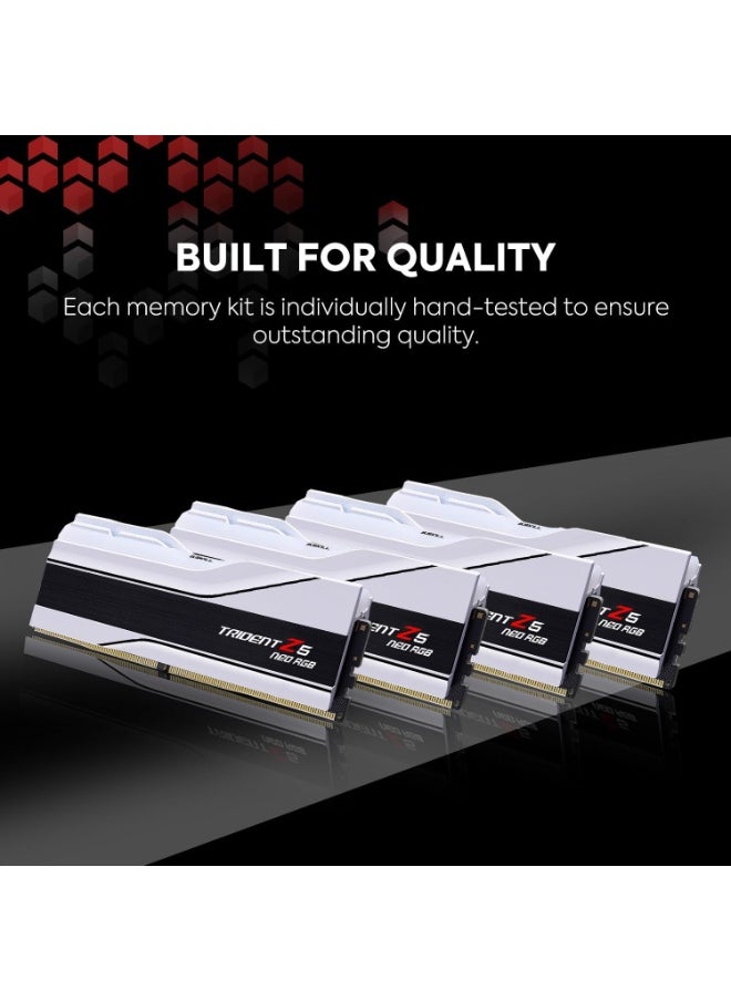 جي.سكيل ذاكرة G.SKILL Trident Z5 Neo RGB DDR5، سعة 32GB (2x16GB)، بسرعة 8000MT/s، CL38، دعم AMD EXPO، ثنائية القناة، جهد 1.45V، تصميم أبيض مع إضاءة RGB – F5-8000J3848H16GX2-TZ5NRW  - Image 5