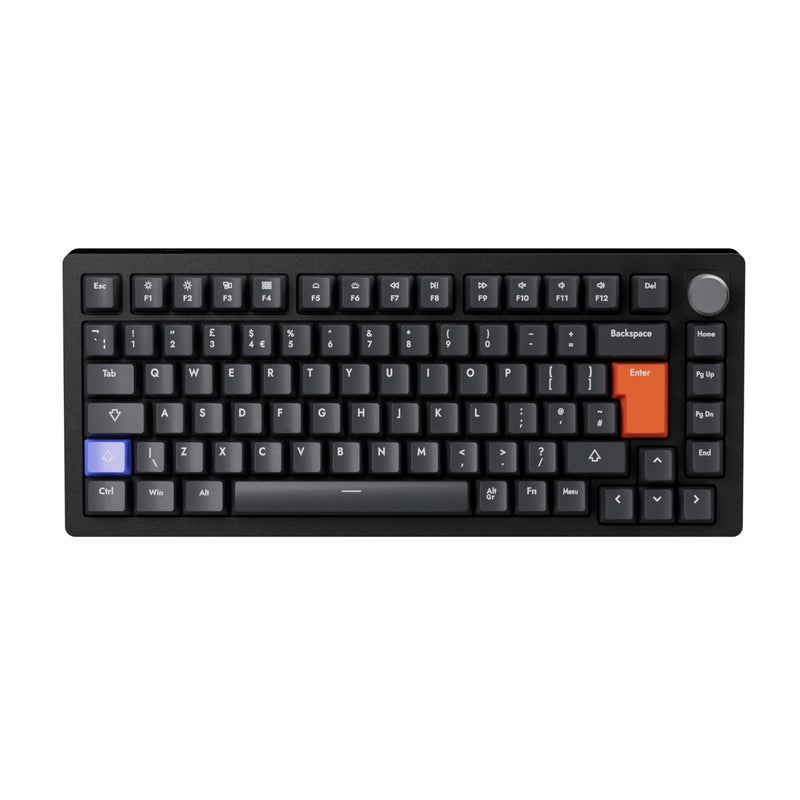 DrunkDeer A75 Rapid Trigger Mechanical Gaming Keyboard Magnetic Switch Keyboard 75% TKL RGB Backlit 82Keys USB Wired Knob ISO UK Layout，Black - Image 1