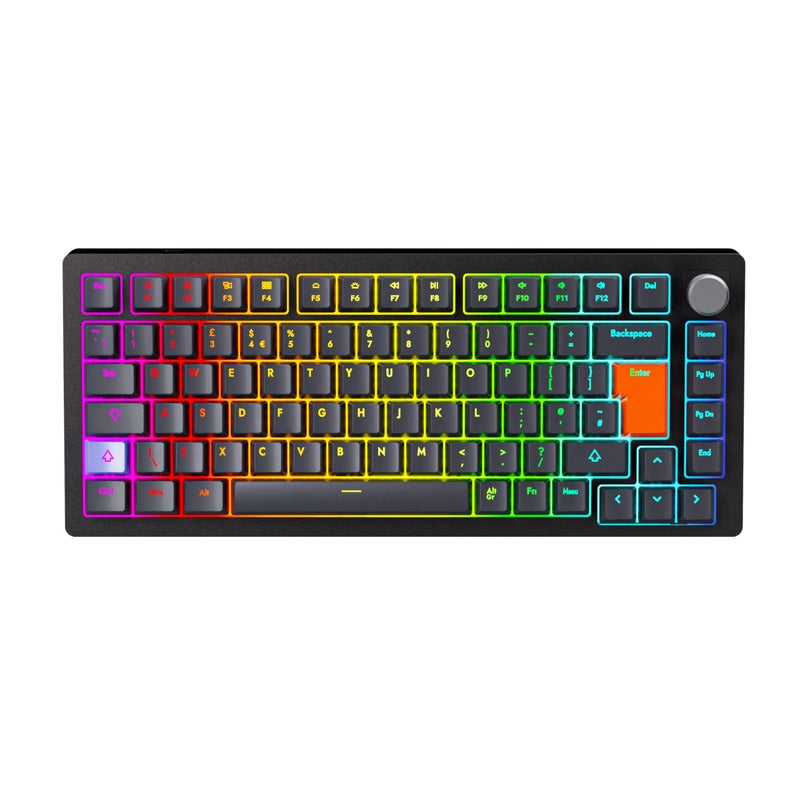 DrunkDeer A75 Rapid Trigger Mechanical Gaming Keyboard Magnetic Switch Keyboard 75% TKL RGB Backlit 82Keys USB Wired Knob ISO UK Layout，Black - Image 2