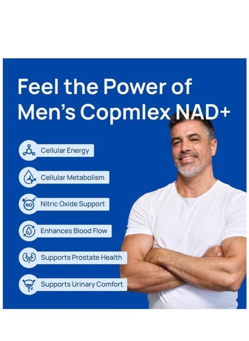 المشاهير مكمل NAD+ للرجال عبوتان – أكسيد النيتريك والريزفيراترول وCoQ10 وجذر الماكا – دعم الطاقة والحيوية – ٦٠ كبسولة لكل عبوة - Image 2