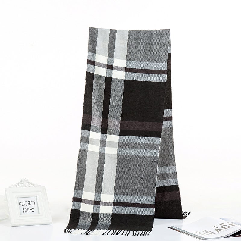 2025 Fashion British Plaid Men'S Imitation Cashmere Scarf Tassel Couple Style Parent-Child Scarf - Image 1