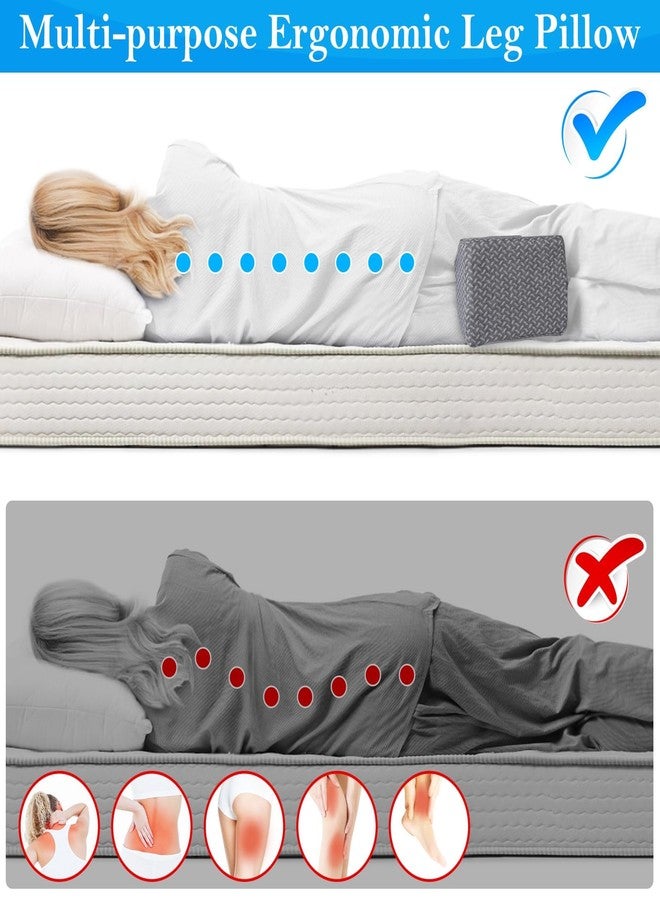 BlissTrends Memory Foam Knee Pillow, Knee Pillow for Side Sleepers, Leg Pillows for Sleeping Blood Circulation, Elevation Pillow for Spine Aligning, Sciatica, Back, Hip, Knee, Ankle Pain, Grey - Image 4