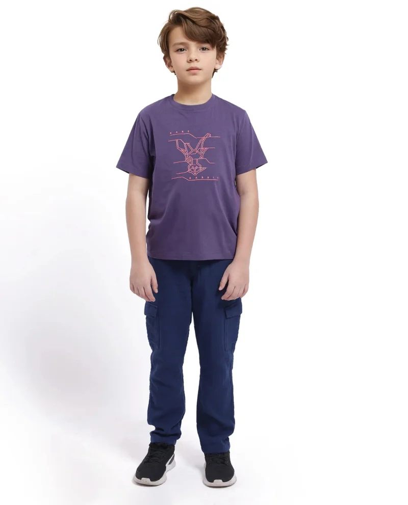 Rare Ones Rare Ones Kids Wes Dark Purple Cotton Half Sleeves Crew Neck Graphic Print Logo T-Shirt