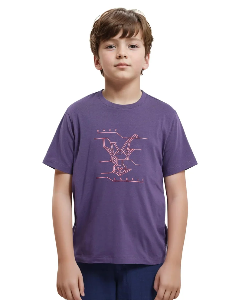 Rare Ones Rare Ones Kids Wes Dark Purple Cotton Half Sleeves Crew Neck Graphic Print Logo T-Shirt