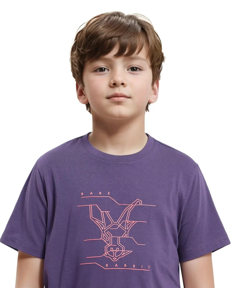 Rare Ones Rare Ones Kids Wes Dark Purple Cotton Half Sleeves Crew Neck Graphic Print Logo T-Shirt