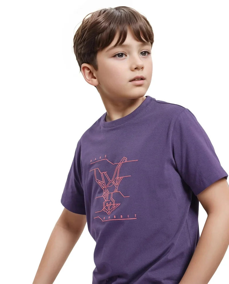 Rare Ones Rare Ones Kids Wes Dark Purple Cotton Half Sleeves Crew Neck Graphic Print Logo T-Shirt