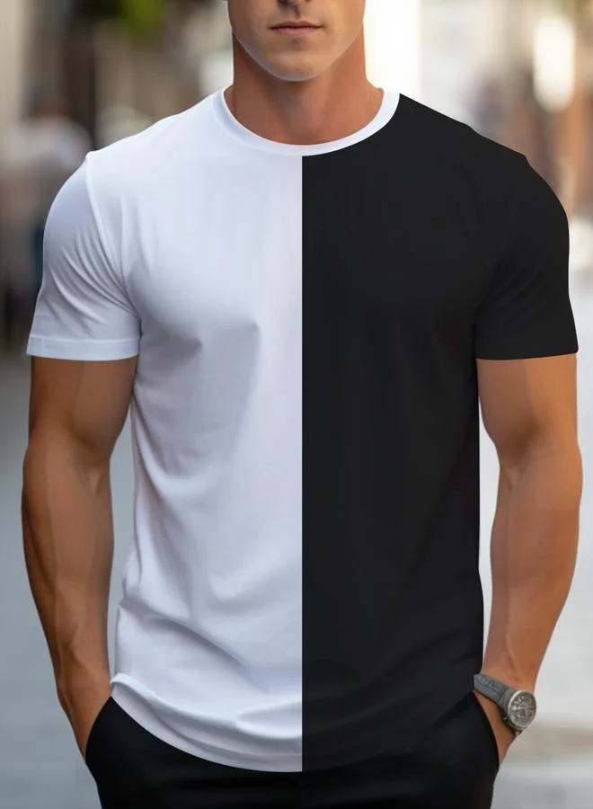 Take Two Men Color Block Round Neck T-Shirt