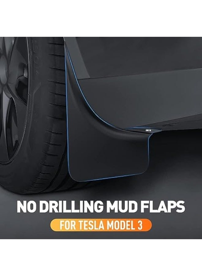 Generic HappyoH 4PCS Car Mud Flaps for Tesla Model 3, True TPE No Drilling Mudflaps Splash Guards Fender Vehicle Sediment Protection Mudguard for Tesla Model 3 Accessories 2016-2023  - Image 5