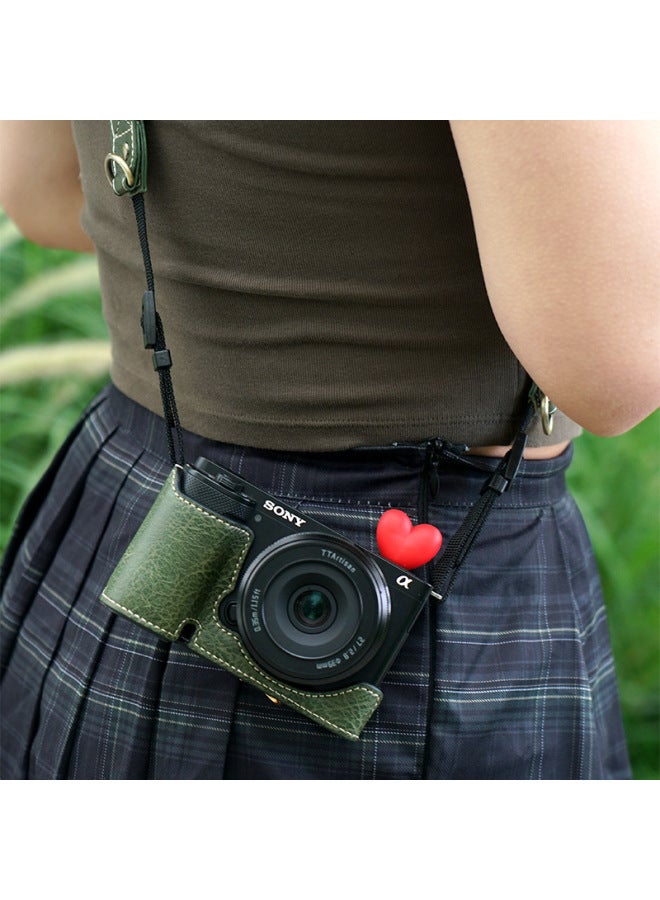 Camera Protective Cover For Sony ZVE10 Camera Cover Micro Single ZVE10 Camera Bag Anti-Scratch Leather Cover Base-Color:Zve10 Buffalo Pattern Single Base + Shoulder Strap Black Comes With Screen Tem - Image 3