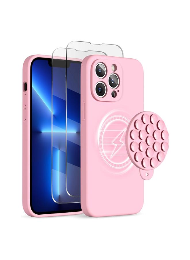 اس-توب جراب لهاتف iPhone 13 Pro مصنوع من السيليكون مع كوب شفط MagSafe مع فيلم شاشة - Image 1