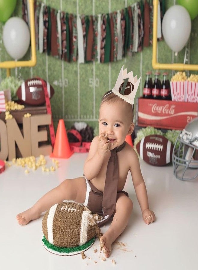 YOUAME First Year Down Birthday Party Crown - Boys 1st Birthday Football Party Hat, American Football Themed Party Decorations, Boy’s First Year Cake Smash Photo Props - Image 4