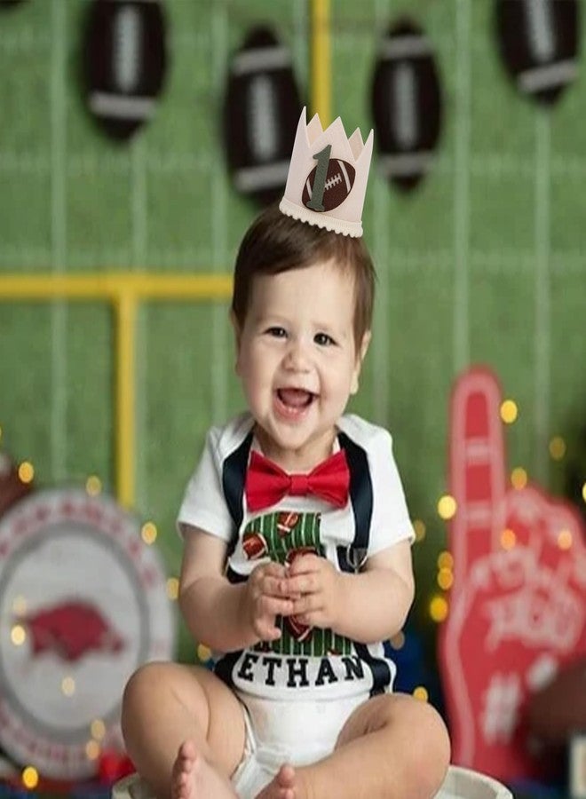 YOUAME First Year Down Birthday Party Crown - Boys 1st Birthday Football Party Hat, American Football Themed Party Decorations, Boy’s First Year Cake Smash Photo Props - Image 5