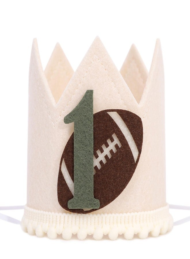YOUAME First Year Down Birthday Party Crown - Boys 1st Birthday Football Party Hat, American Football Themed Party Decorations, Boy’s First Year Cake Smash Photo Props - Image 1