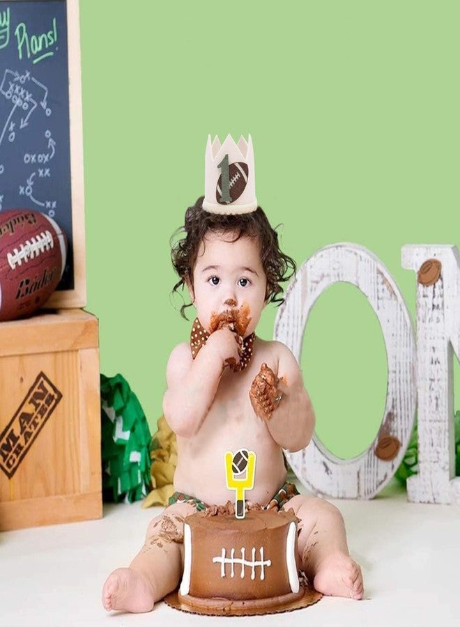 YOUAME First Year Down Birthday Party Crown - Boys 1st Birthday Football Party Hat, American Football Themed Party Decorations, Boy’s First Year Cake Smash Photo Props - Image 3