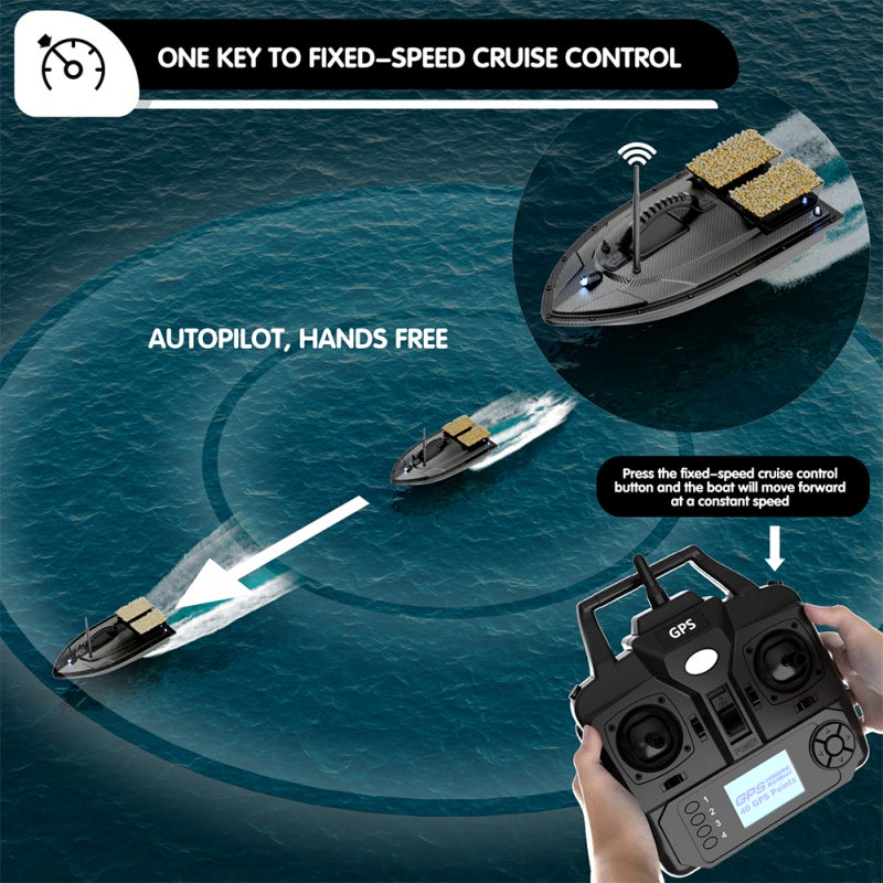RC Bait Boat: 500M Long Range Control, ABS Engineering Material, Fixed Speed Auto Driving - Large 5200mAh Battery, Steering Atmosphere Light for Nighttime Fishing Enthusiasts - Image 4