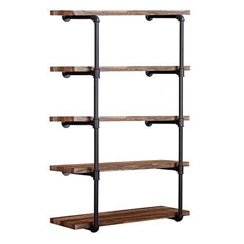 Tianman Industrial Wall Mount Iron Pipe Shelf Shelves Shelving Bracket Vintage Retro Black DIY Open Bookshelf DIY Storage offcie Room Kitchen Shelves 2Pcs52 Tall12 deep