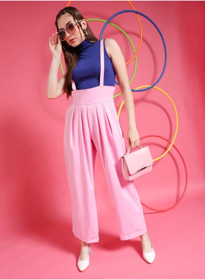 مرفوعة Women Regular Fit Solid High-Rise Pleated Pants
