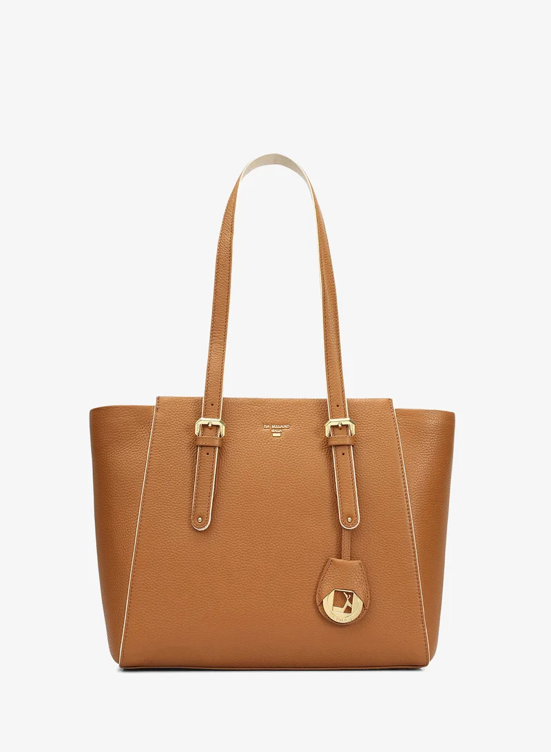 Da Milano Medium Wax Leather Tote - Caramel