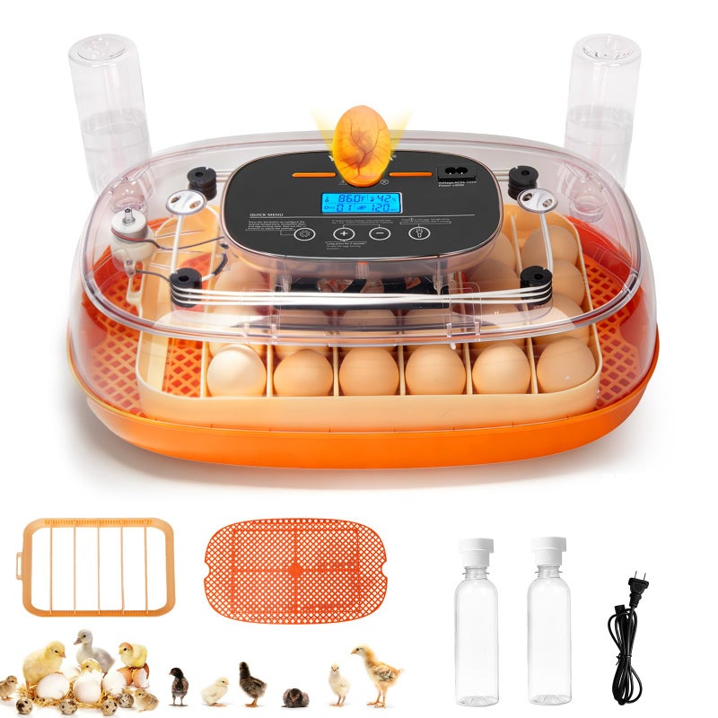 Yofidra Incubators for Hatching Eggs 24 Egg Incubator Automatic Egg Turner with Humidity Control Digital Temperature Hatch Day Auto Water Refill 360Viewing for Chicken Duck Quail Duck Goose - Image 2