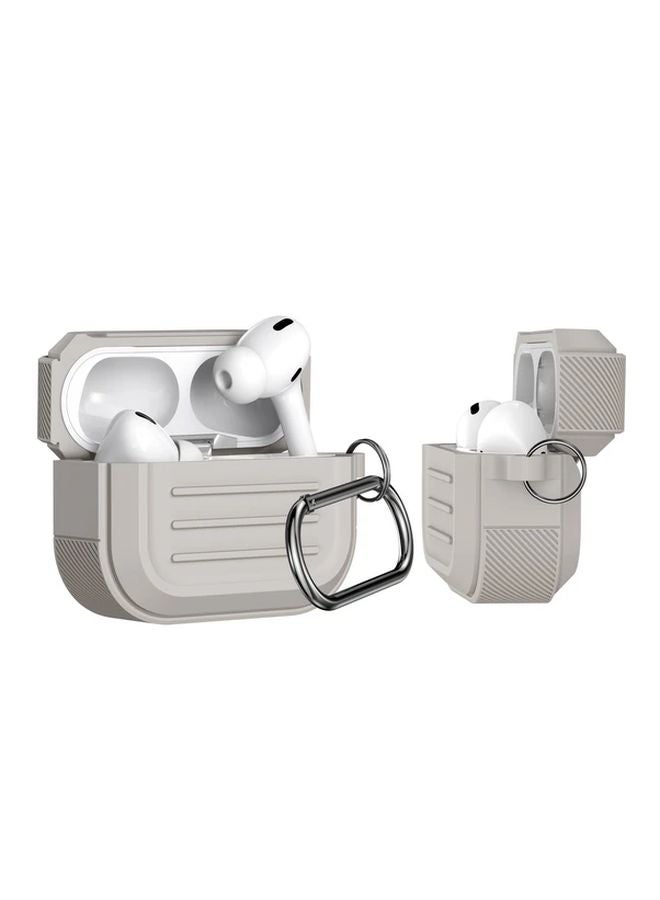 Off White Full Coverage Striped Silicone Case For Airpods Pro 2 - Image 4