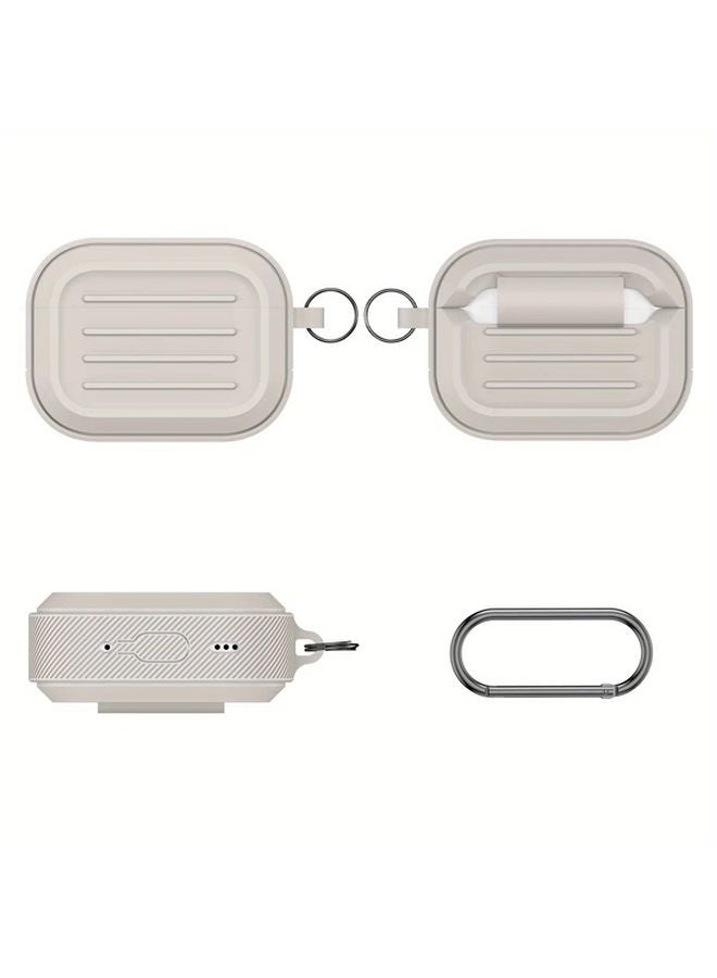 Off White Full Coverage Striped Silicone Case For Airpods Pro 2 - Image 1