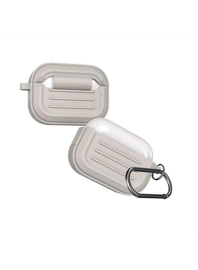 Off White Full Coverage Striped Silicone Case For Airpods Pro 2 - Image 5