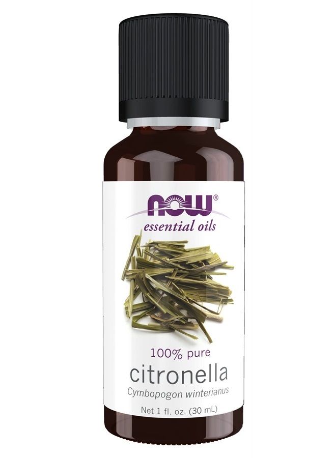 now Essential Oils, Citronella Oil, Freshening Aromatherapy Scent, Steam Distilled, 100% Pure, Vegan, Child Resistant Cap, 1-Ounce - Image 1