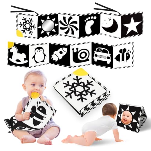 Baobrava High Contrast Baby Toys Black and White Newborn Toys for Brain Development Soft Baby Books Infant Sensory 0612 Months Tummy Time Toy Visual Stimulation Montessori Gift - Image 1