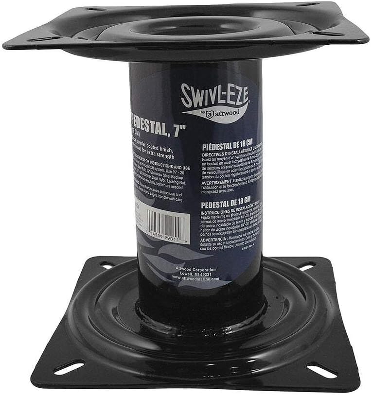 Attwood 90720 Black Powder Coated 7-Inch Boat Seat Pedestal