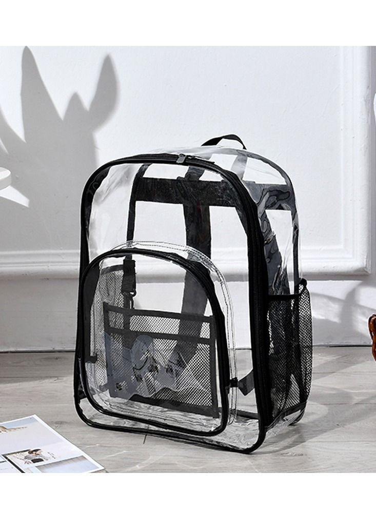 MARGOUN Clear Backpack PVC Waterproof Heavy Duty See Through Backpack for School, College, Sports, Work, Travel Clear/Black - Image 4