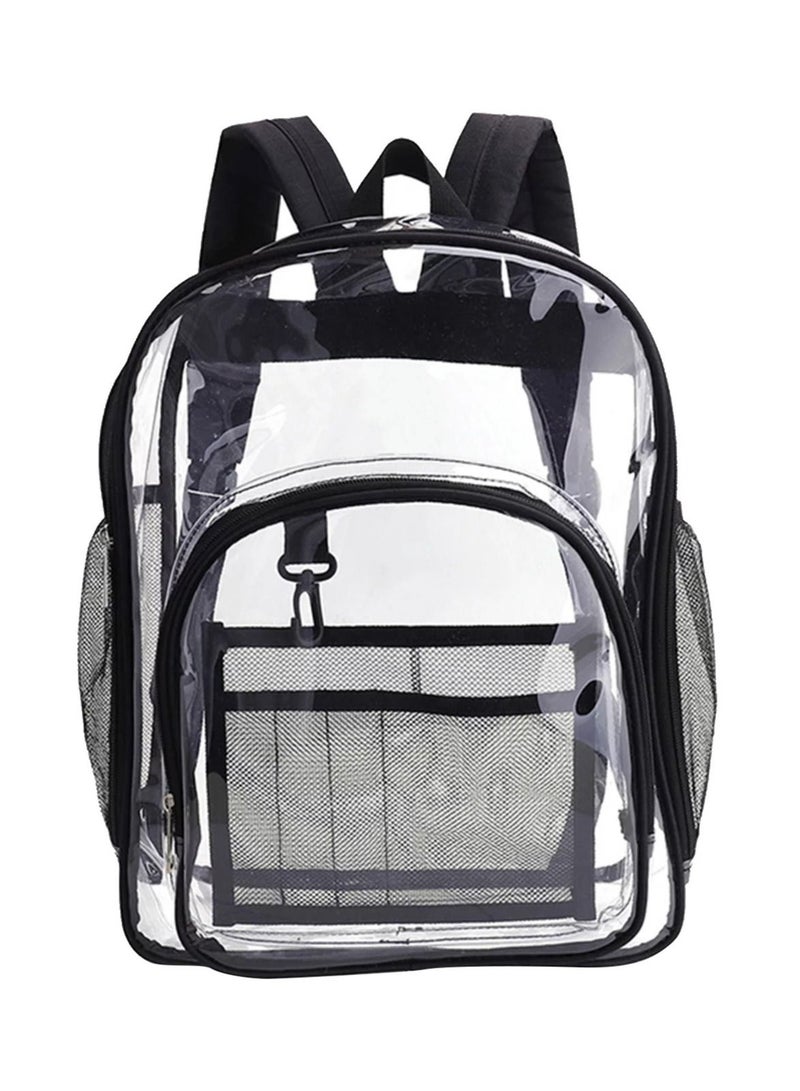 MARGOUN Clear Backpack PVC Waterproof Heavy Duty See Through Backpack for School, College, Sports, Work, Travel Clear/Black - Image 1
