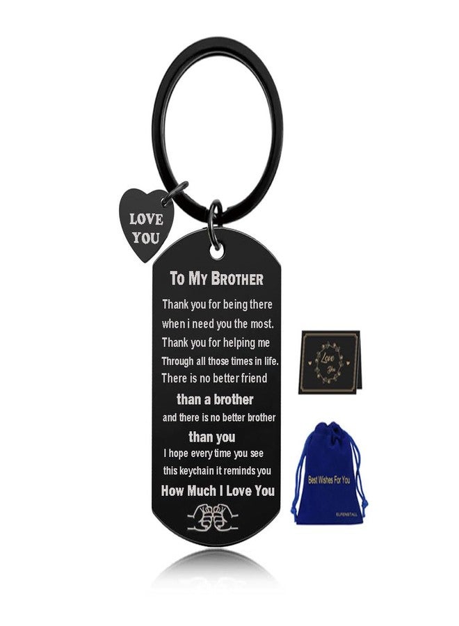 Elfenstall- 3in1 Brother Sister Gift I Love You Black Keychain For Birthday Thanksgiving Christmas Graduation - Image 1