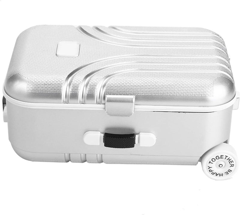 Pongnas Baby Suitcase Toy Cute Mini Travel Suitcase Box Plastic Rolling Suitcase Mini Luggage Box 155 x 105 x 7cm Silver  - Image 5