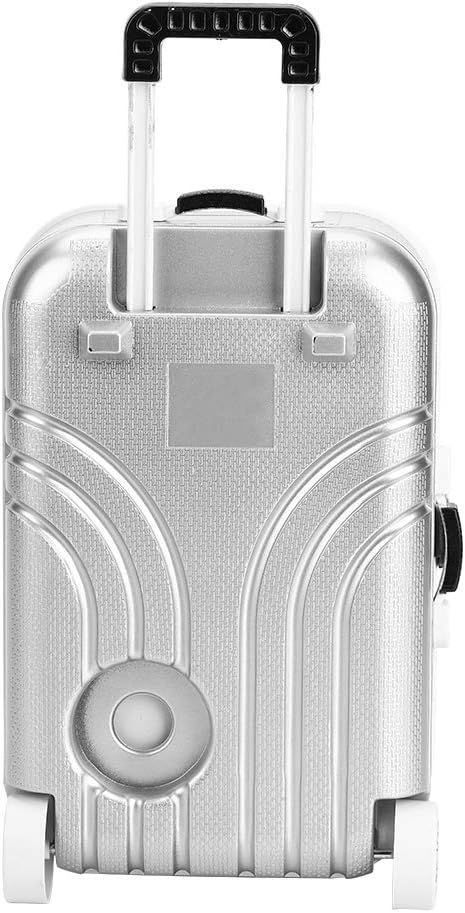 Pongnas Baby Suitcase Toy Cute Mini Travel Suitcase Box Plastic Rolling Suitcase Mini Luggage Box 155 x 105 x 7cm Silver  - Image 3