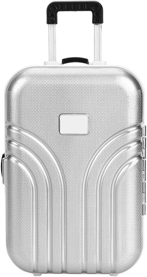 Pongnas Baby Suitcase Toy Cute Mini Travel Suitcase Box Plastic Rolling Suitcase Mini Luggage Box 155 x 105 x 7cm Silver  - Image 2