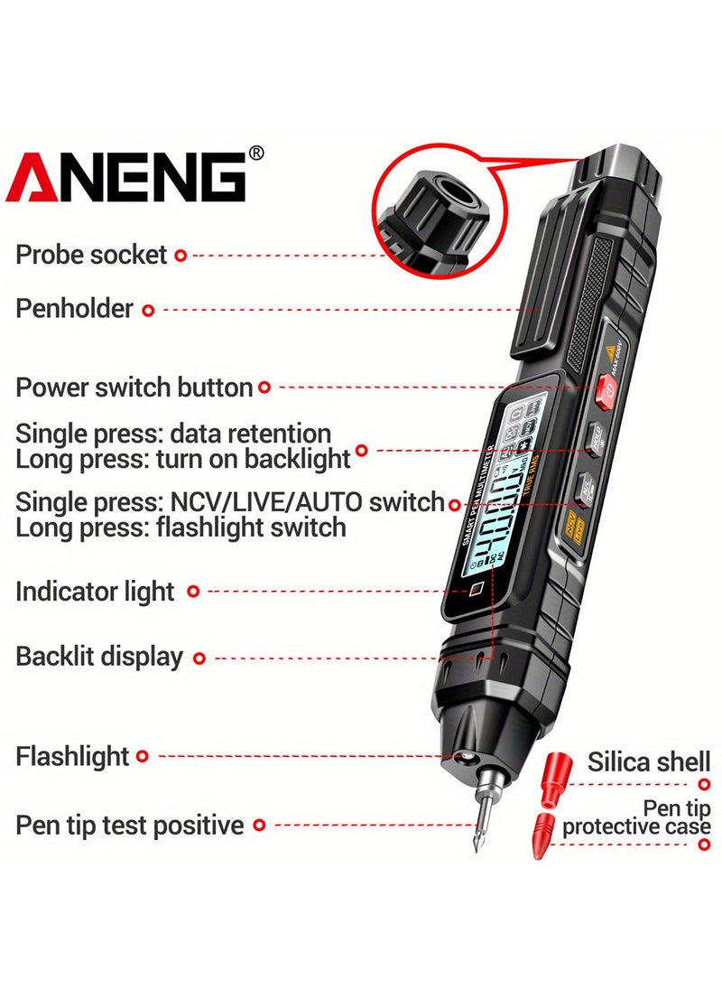ANENG - Aneng A3005 Digital Multimeter Pen, Battery-Powered, High Precision & Reliability, For Electricians - Measures Ac/Dc Voltage, Resistance, Continuity, With Lcd Display & Flashlight, Includes Manual - Image 1
