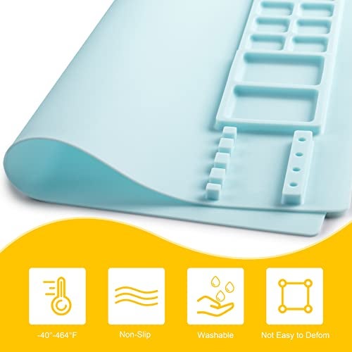NancyL Silicone Art Mat with Cup, Painting Mat for Crafts Resin Casting, Artist Mat with Pen Holders for Kids Gift, Clay, DIY Creations and Play Doh, Gift Packaged (Blue) - Image 5