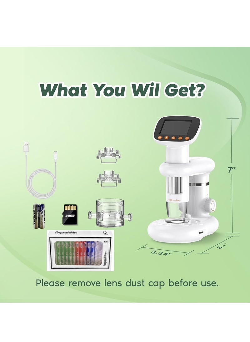 Generic - Kids Microscope Including 32GB SD Card and 12 Dspecimens Handheld Digital Microscope with 2 IPS Screen Take Pictures Videos Download to PC Mac 1000X Pocket Microscope - Image 1