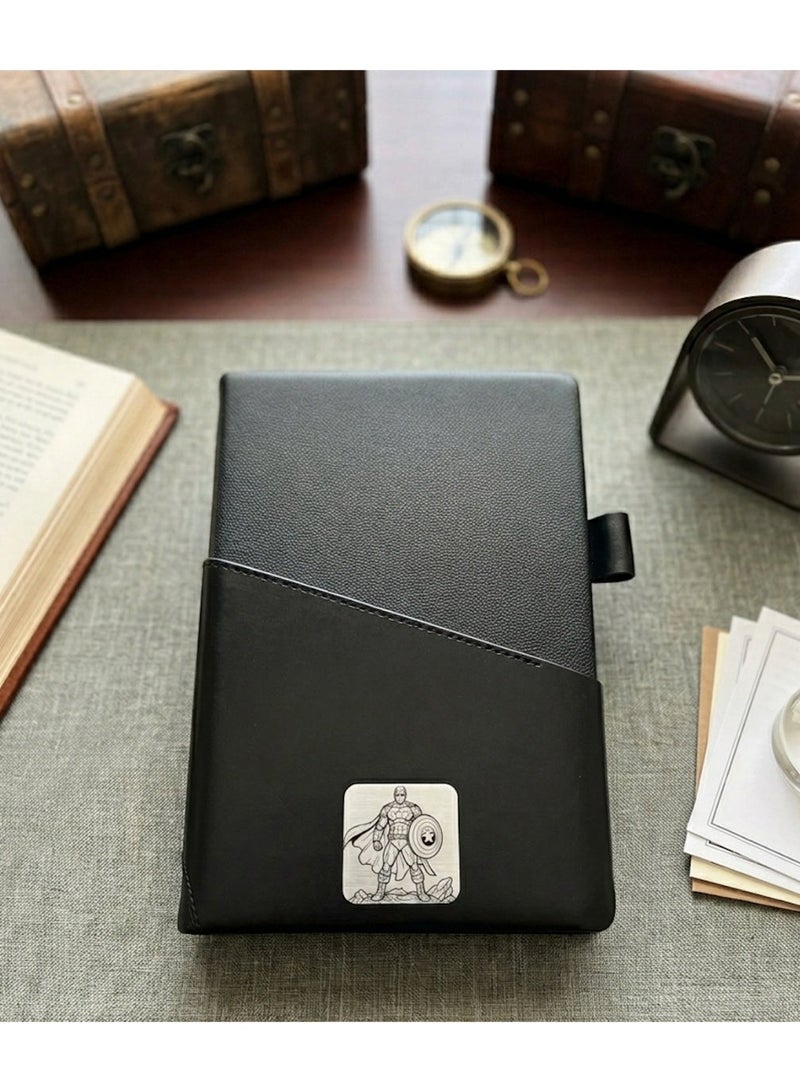 Black Leather Notebook with Thor Logo –Stylish Superhero-Inspired Journal for Daily Writing & Office Use - Image 2