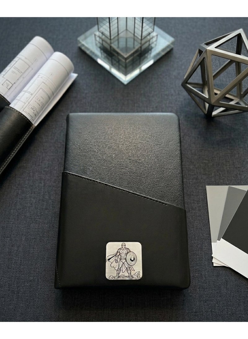 Black Leather Notebook with Thor Logo –Stylish Superhero-Inspired Journal for Daily Writing & Office Use - Image 3