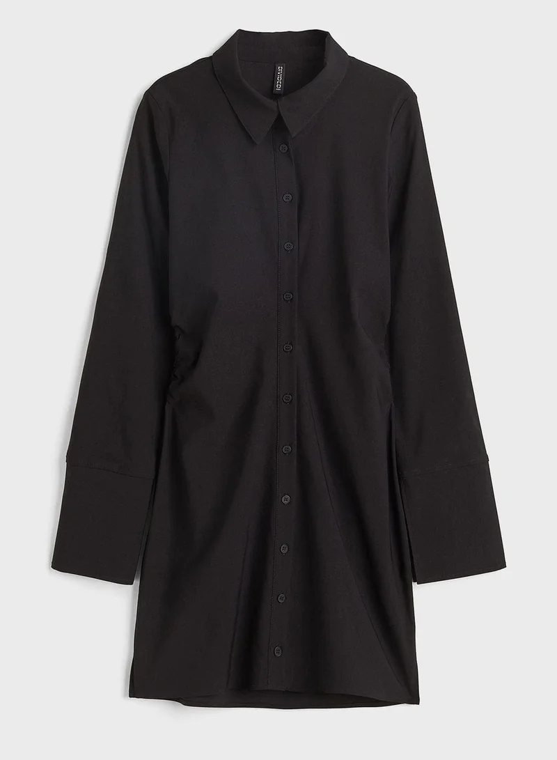 H&M Classic Shirred Shirt Dress