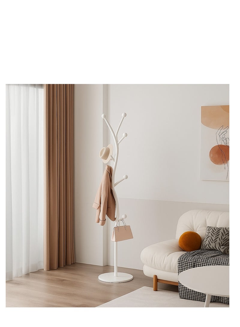 Y&D White Coat Rack Freestanding,Coat Hanger Stand with Natural Marble Base,Modern Sturdy Metal Clothes Rack Standing Hall Tree Hanger for Hats,Scarf, Bag, Jacket - Image 1
