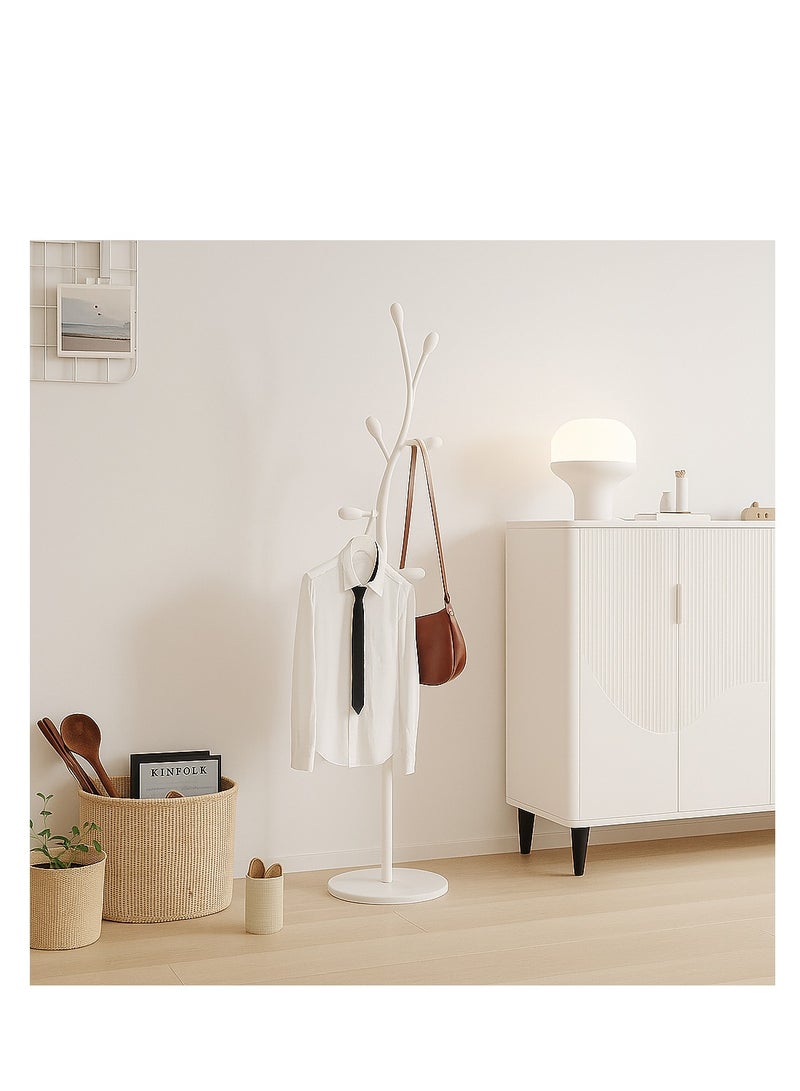 Y&D White Coat Rack Freestanding,Coat Hanger Stand with Natural Marble Base,Modern Sturdy Metal Clothes Rack Standing Hall Tree Hanger for Hats,Scarf, Bag, Jacket - Image 2